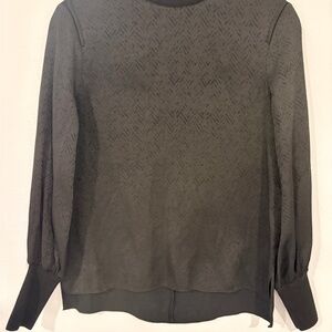 rag & bone Black Long-Sleeve wool blend Textured Crewneck Blouse